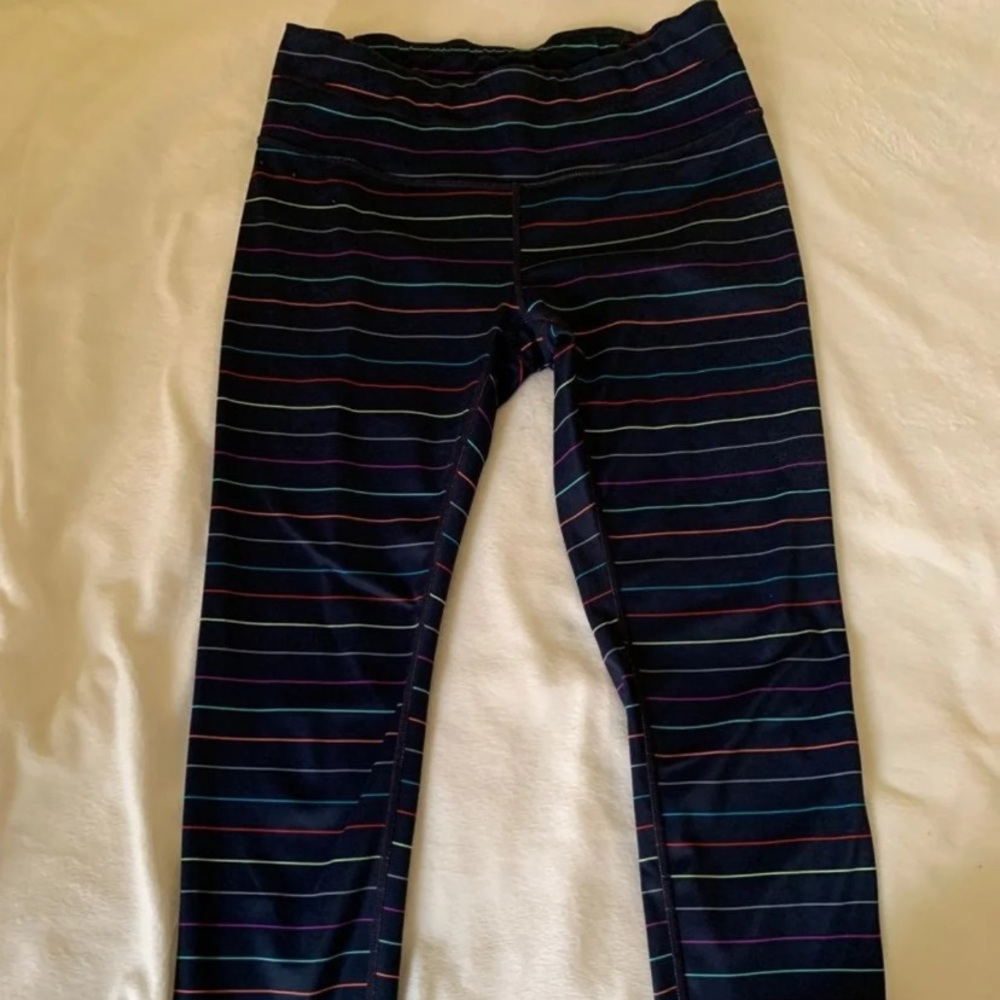 Athleta Rainbow Striped Capri Cropped Leggings